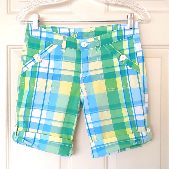 NWOT. Justice Girl's Cotton and Spandex Multi Color Plaid Shorts. - Picture 1 of 4